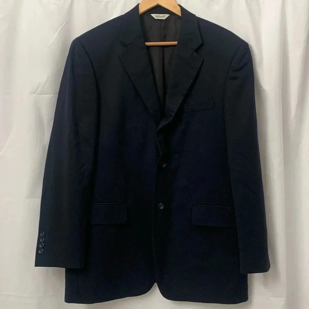 Joseph & Feiss International‎ Mens 42 Regular Navy Blue 100% Wool Blazer Jacket